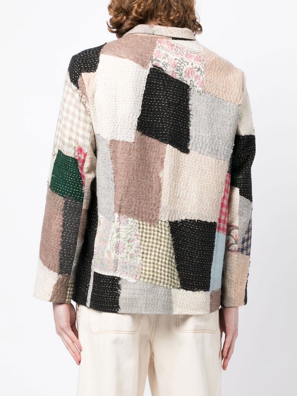patchwork wool jacket - 4