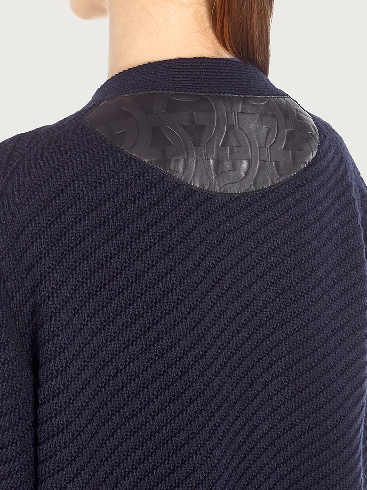 CARDIGAN WITH LEATHER POCKETS - 5