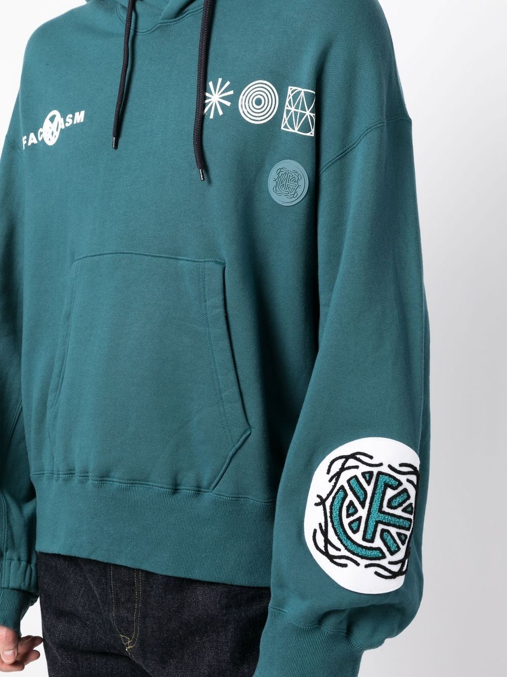 embroidered drawstring-fastening hoodie - 5