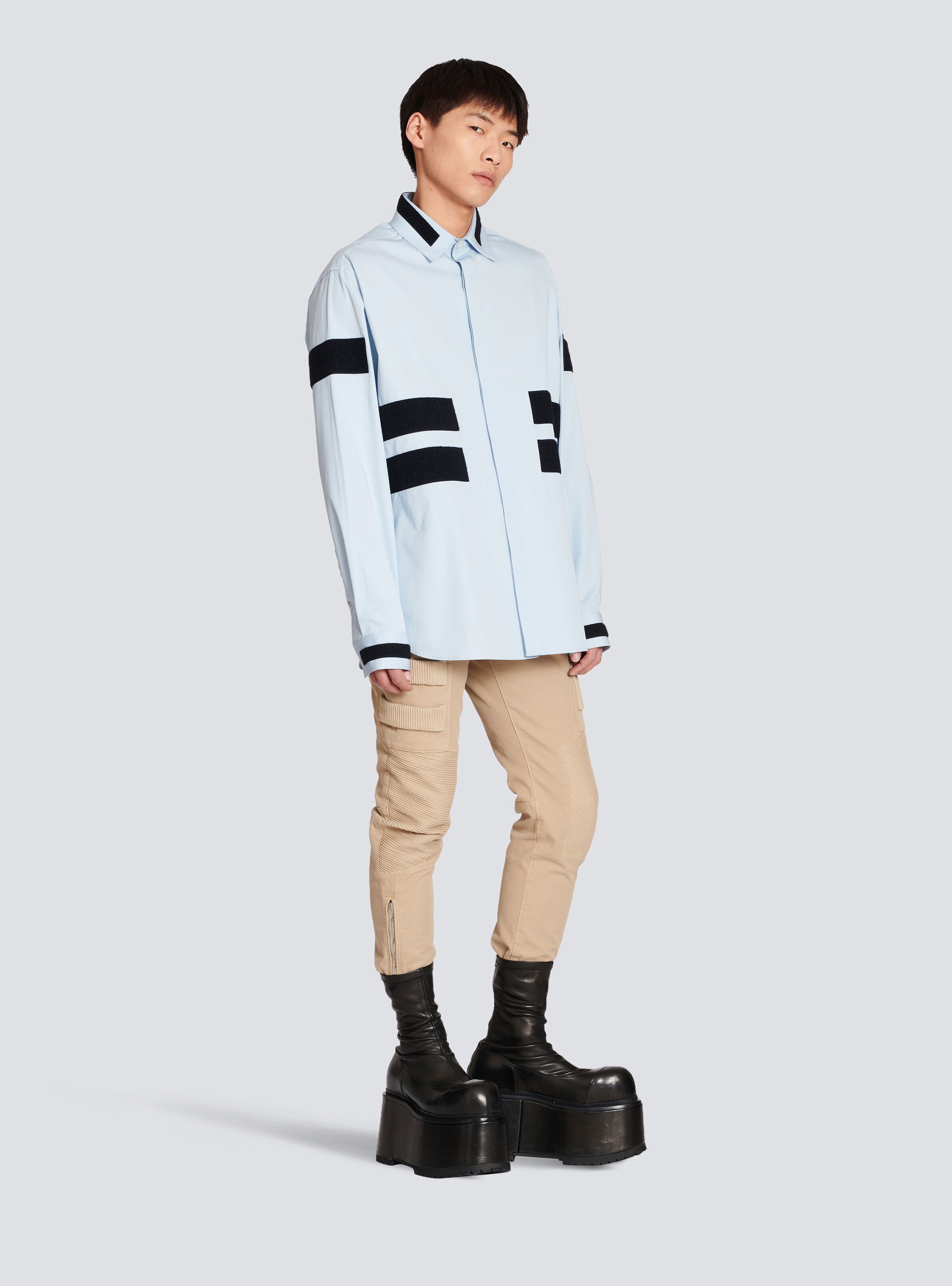 Cotton shirt with velcro stripes - 3