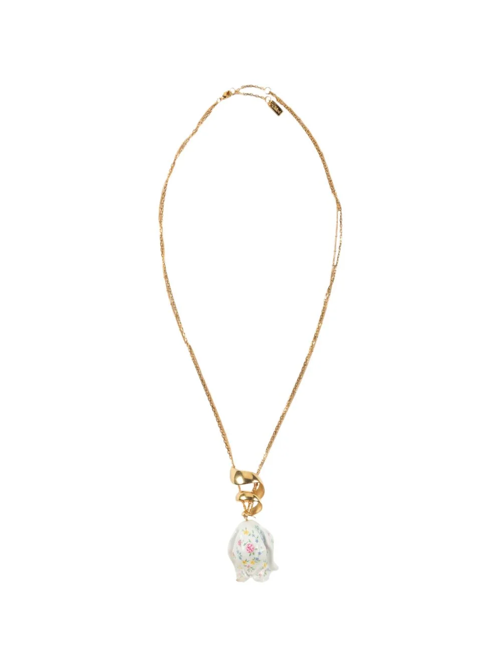 floral-print pendant necklace - 1