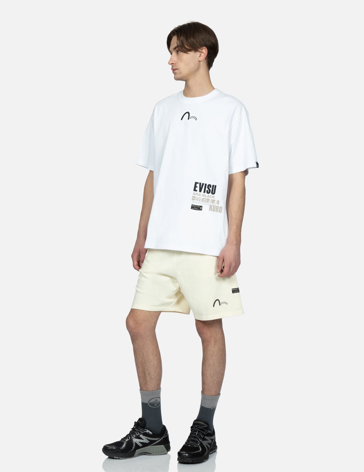 Distorted Kamon Embroidery Sweat Shorts - 4