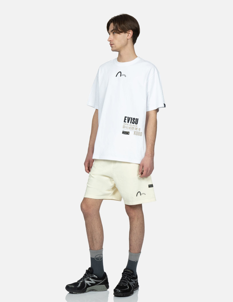 Distorted Kamon Embroidery Sweat Shorts 4