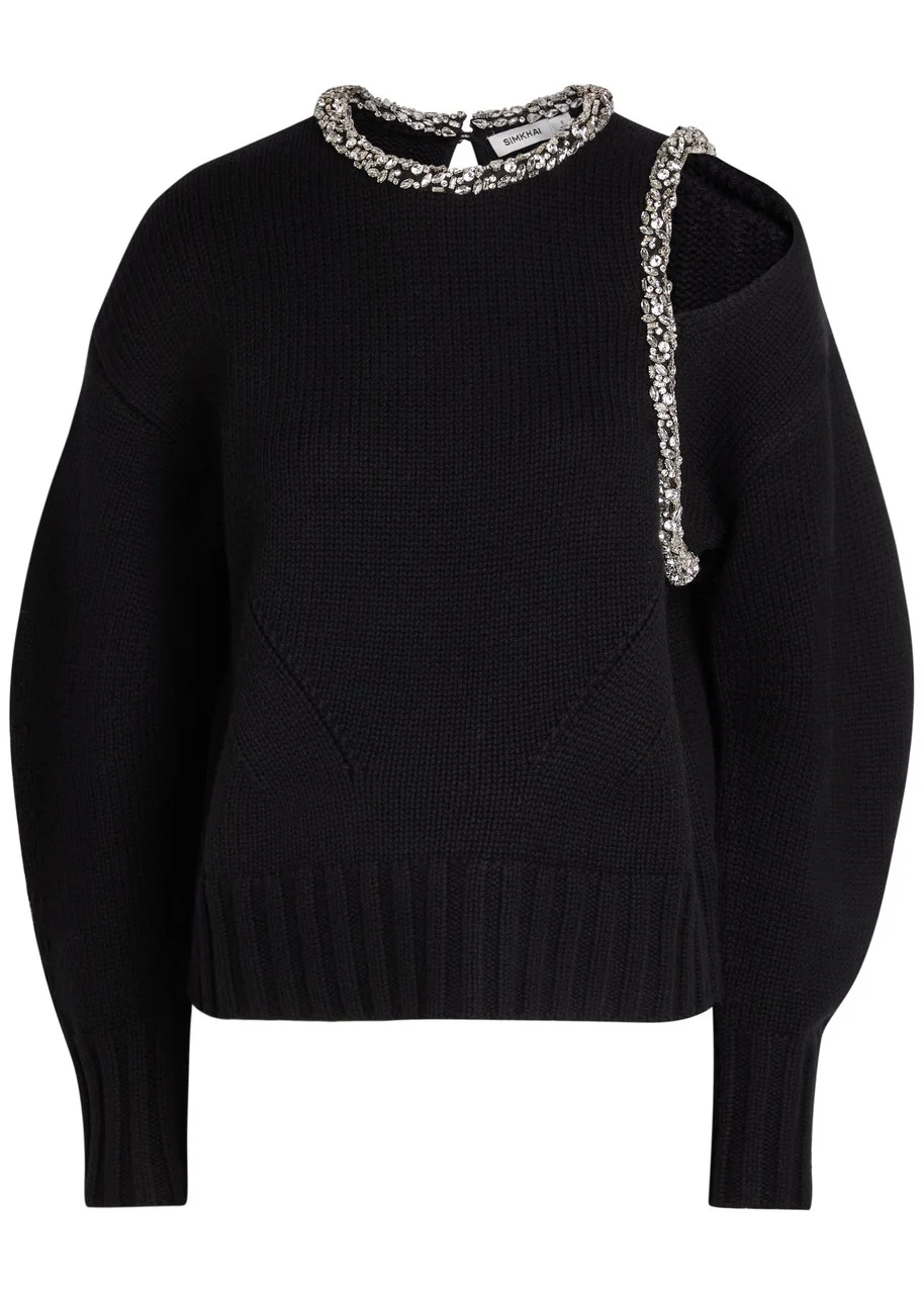 Simkhai Monroe Crystal-embellished Wool-blend Jumper - 1
