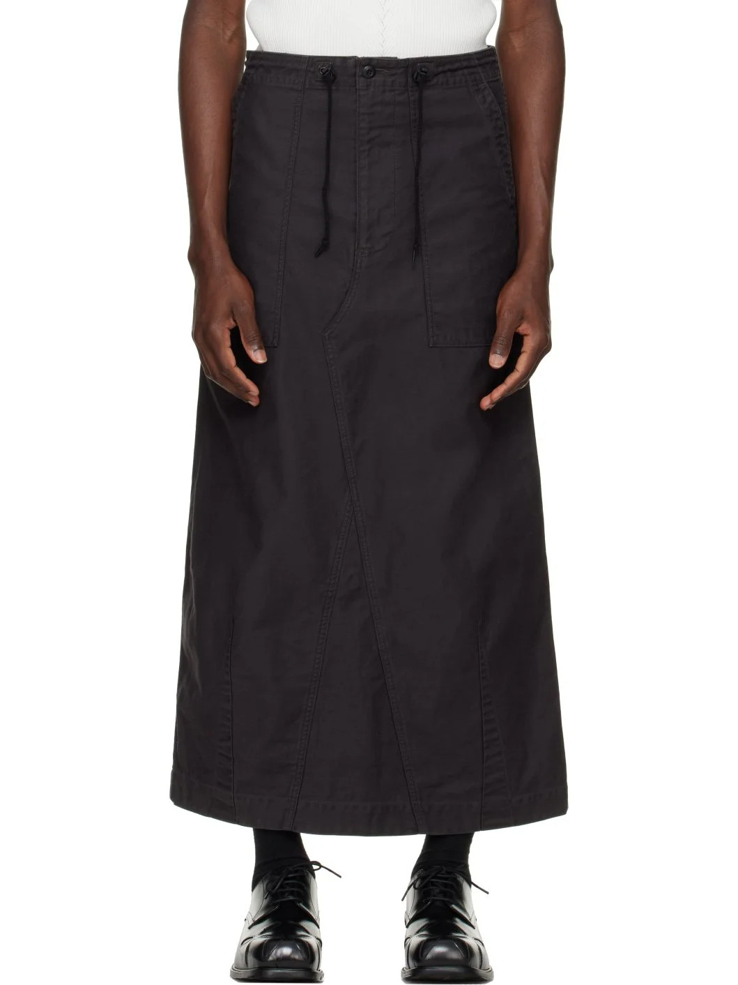 Black Back Sateen String Fatigue Skirt - 1
