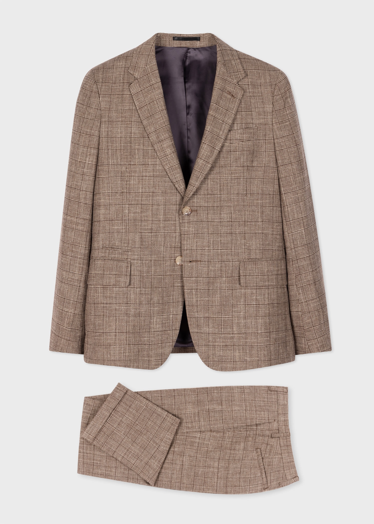 Houndstooth Check Wool-Linen Suit - 1