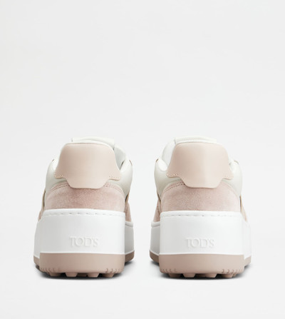 Tod's PLATFORM SNEAKERS IN LEATHER - PINK, OFF WHITE, WHITE outlook
