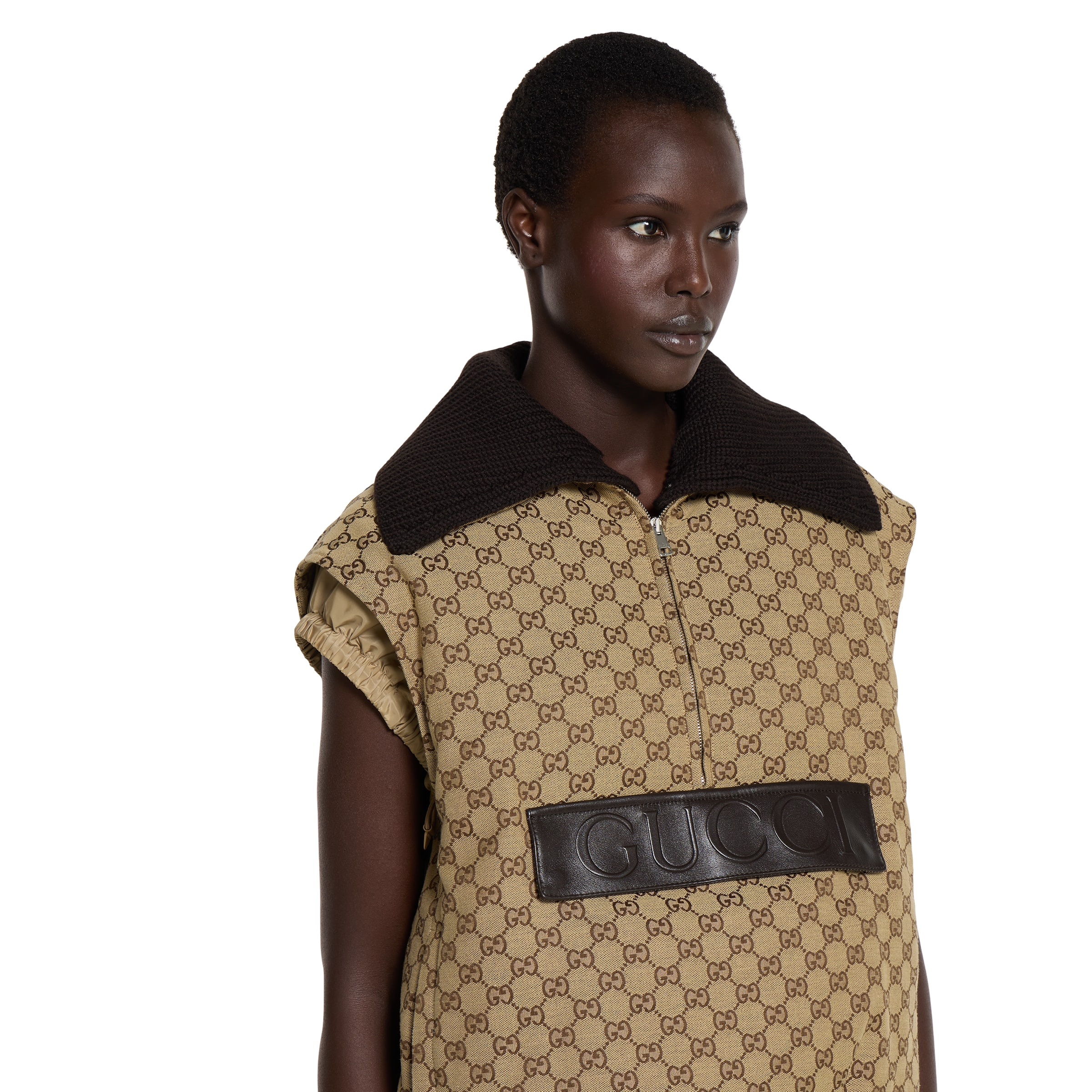 GG canvas gilet with leather label - 5