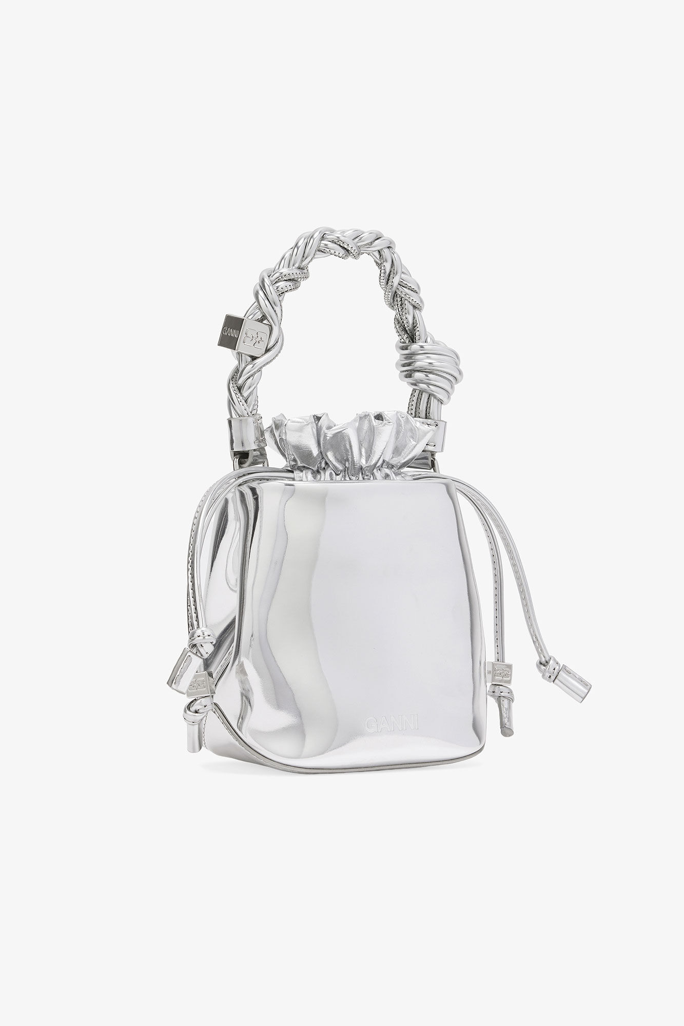 SILVER MINI GANNI BOU BUCKET BAG - 2