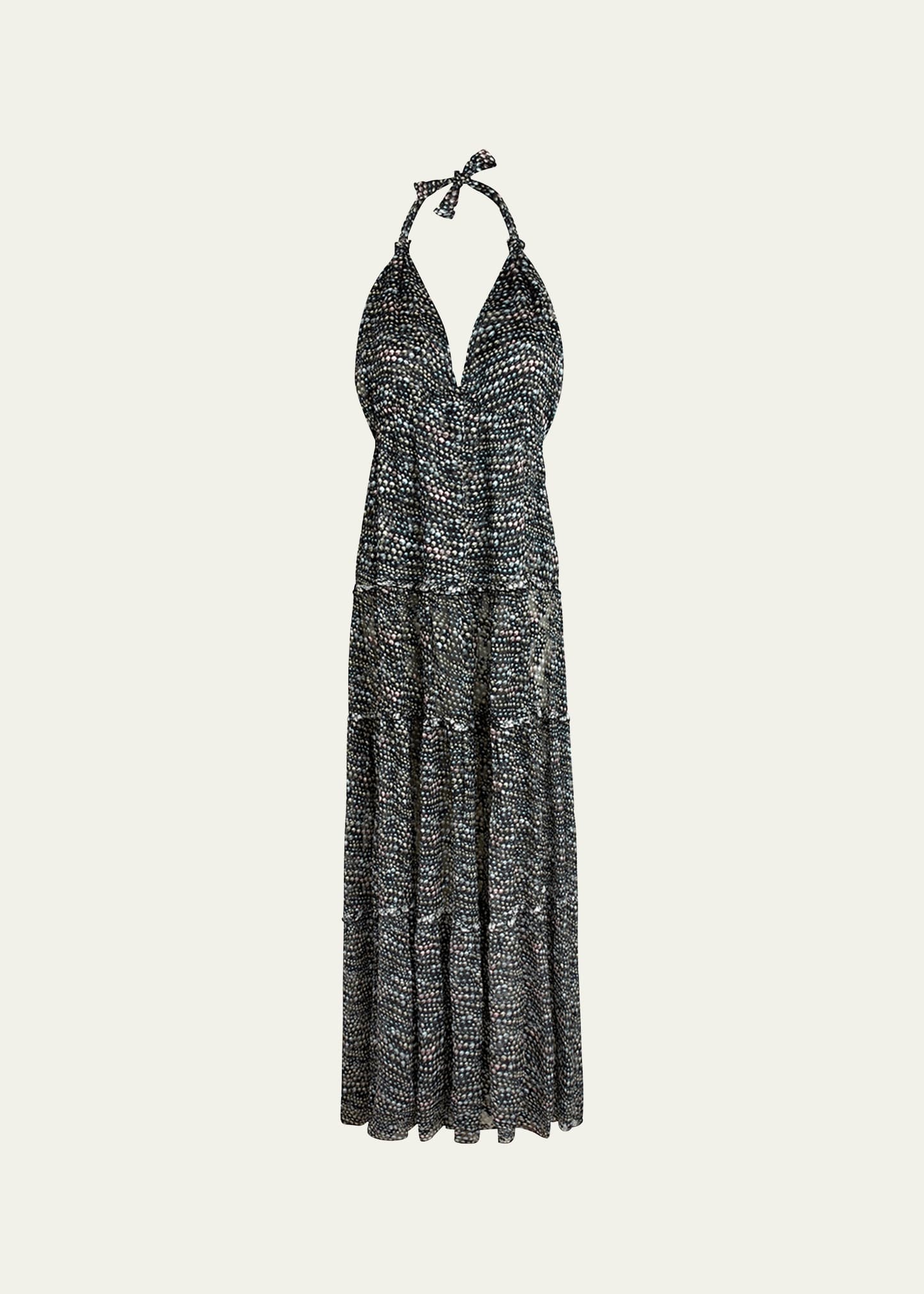 Pearl Devore Tiered Silk Maxi Dress - 1