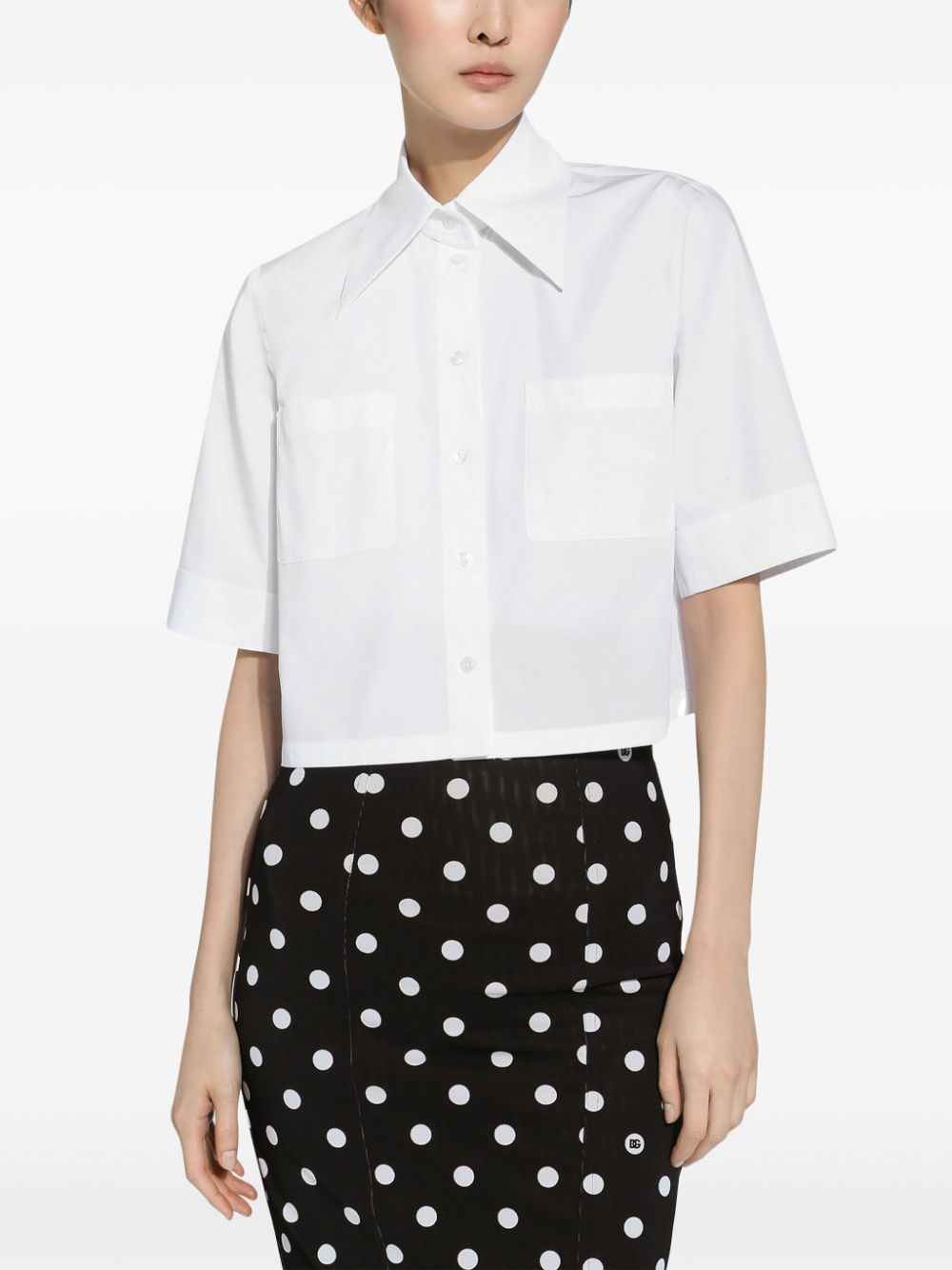 cropped cotton shirt - 5