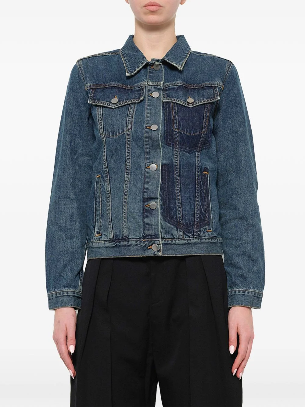 pocket detail denim jacket - 1