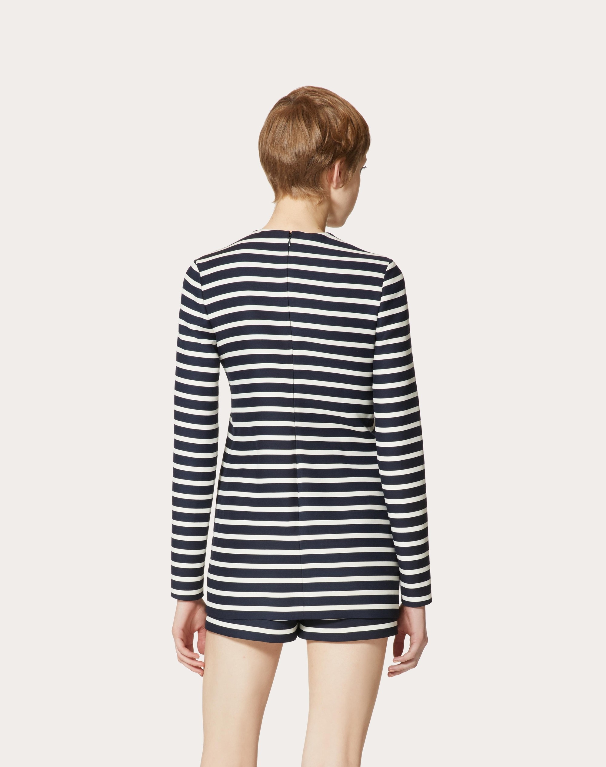 CREPE COUTURE STRIPED PRINT PLAYSUIT - 4