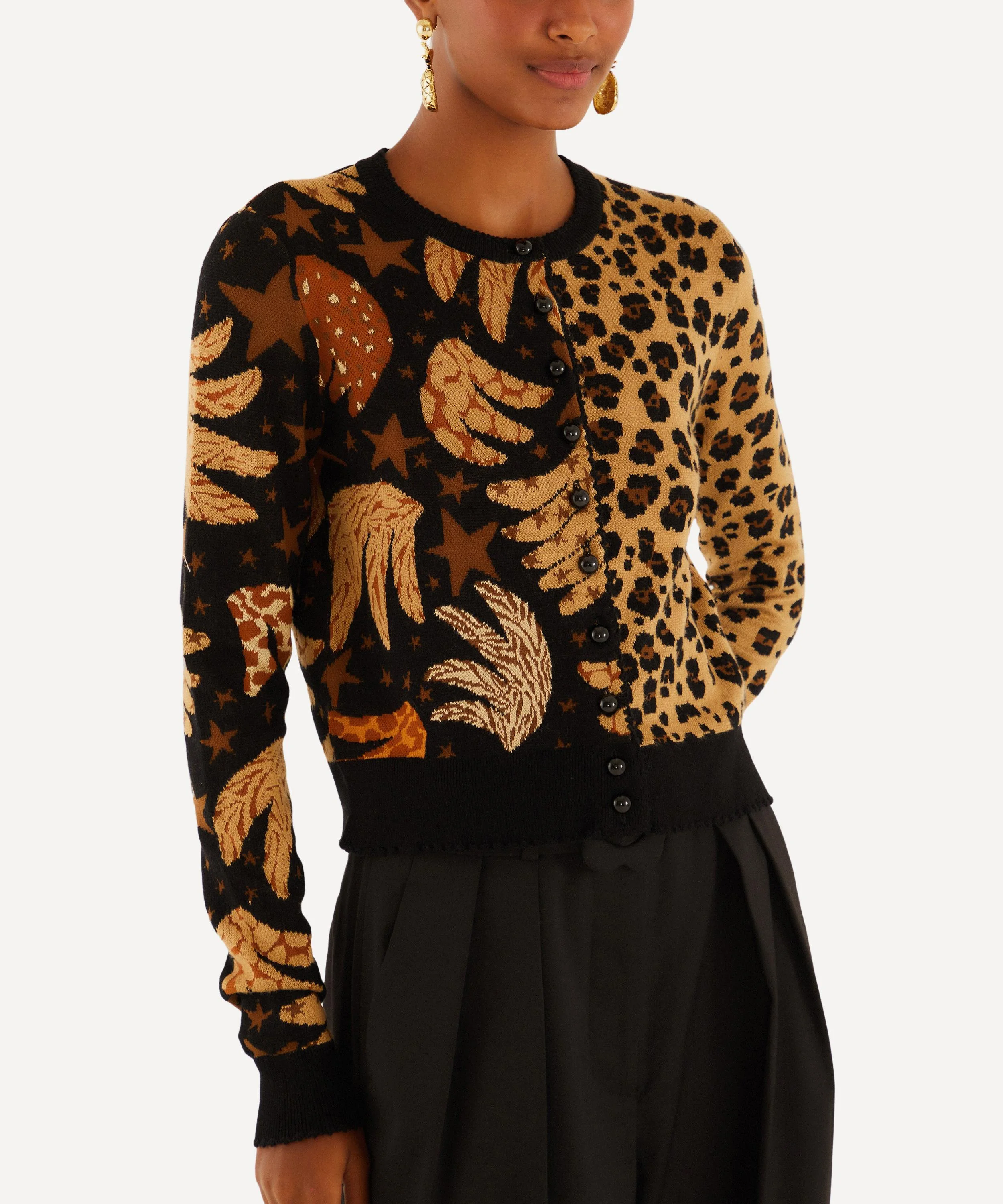 Banana Leopard Mixed Cardigan - 1