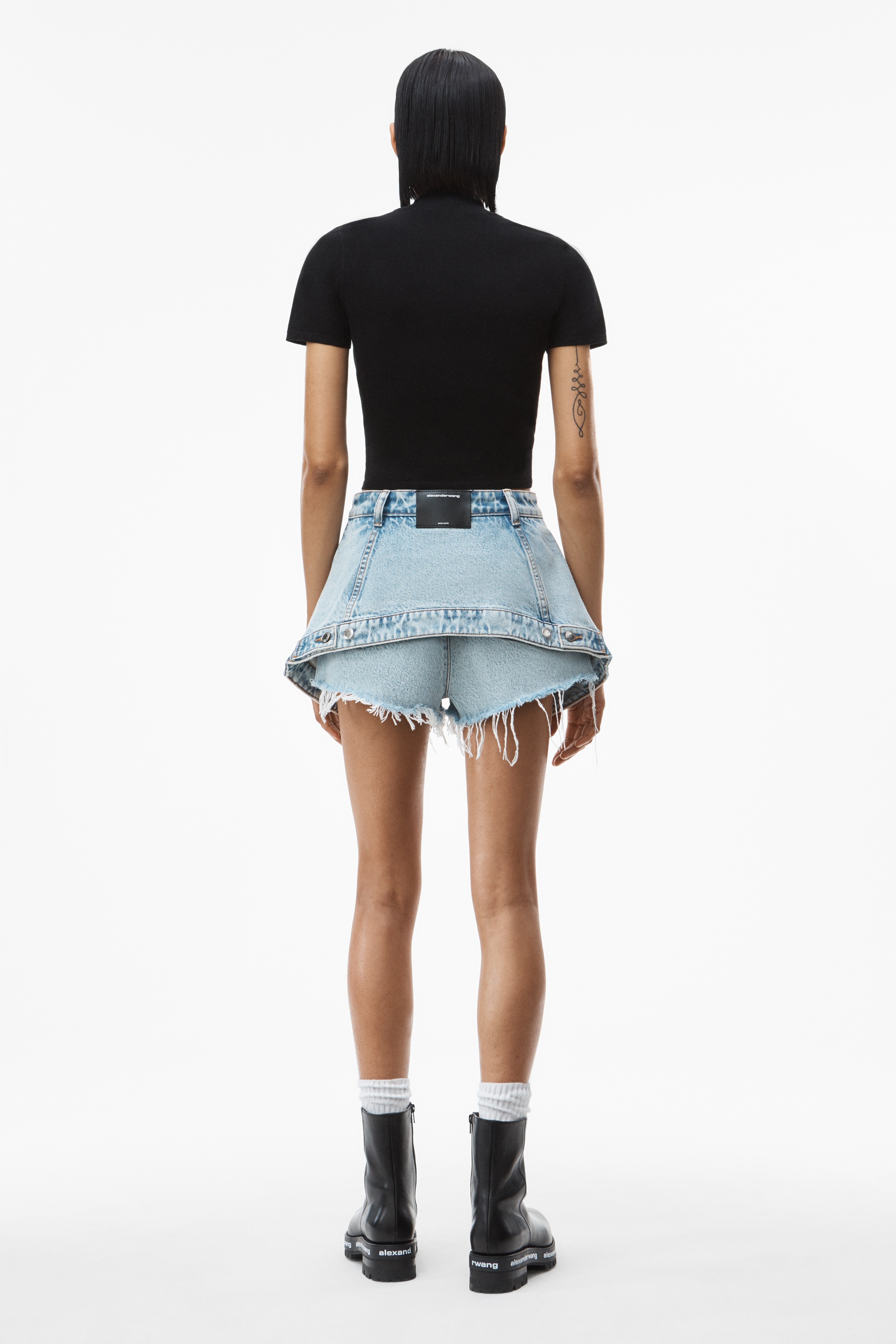 CUTAWAY SKORT IN DENIM - 4