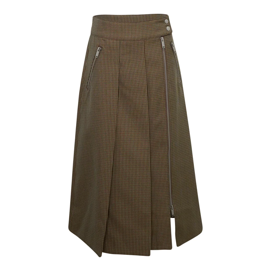 Pleated Tweed Midi Skirt - 1
