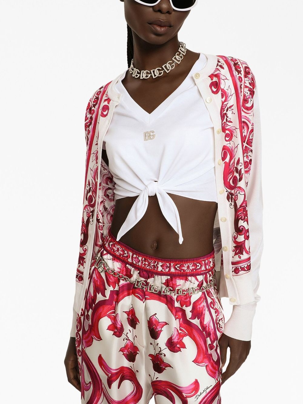 Majolica-print silk cardigan - 5