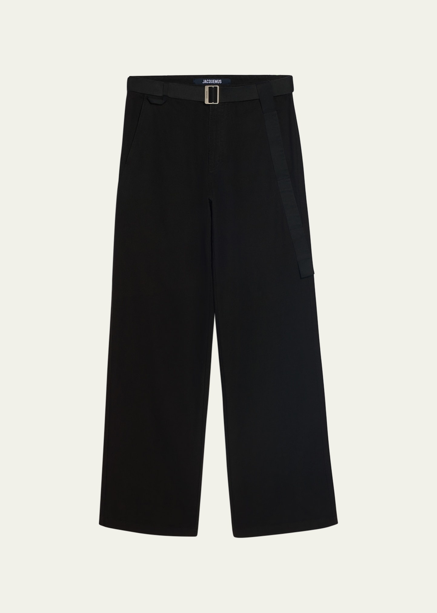 Men's Belted Straight Cotton Pants - 1
