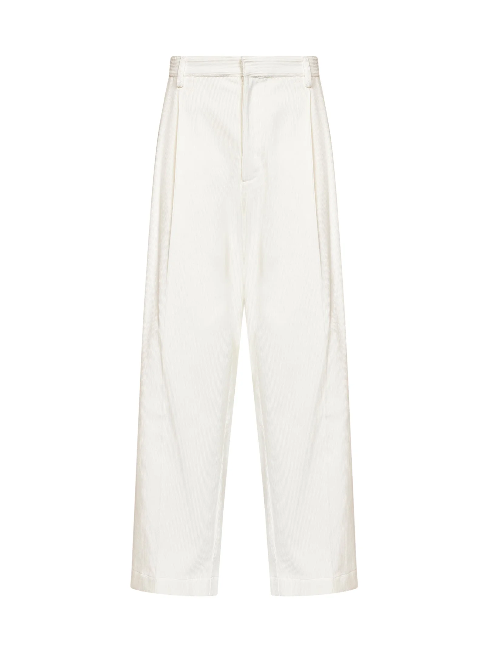 White Davide corduroy wide-leg trousers - 1