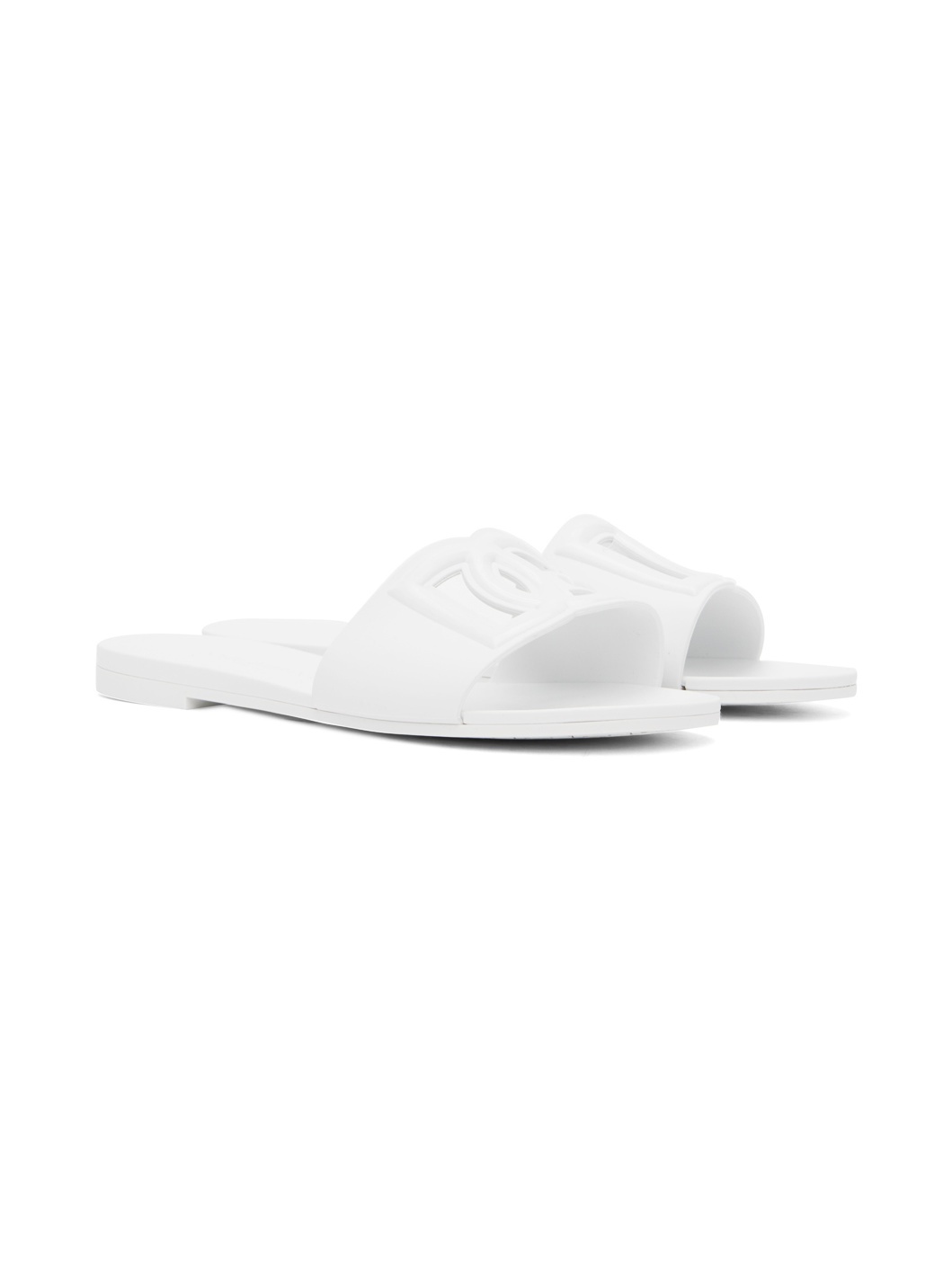 White Rubber Beachwear Pool Slides - 4