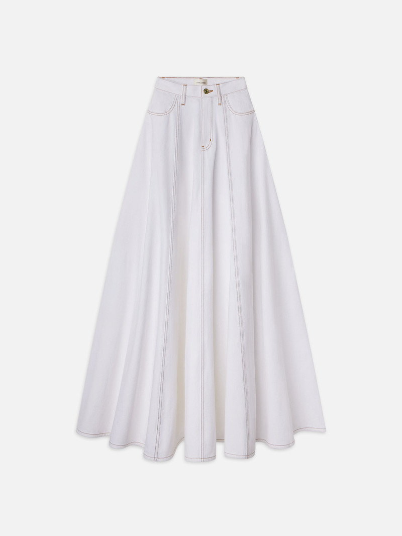 The Denim Ball Skirt in White 1
