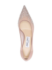 JIMMY CHOO☆ ラブ 85 デグラデーションクリスタル Ballet Pink LOVE 85 | Ballet Pink Mesh Pointed-Toe Pumps with Dégradé