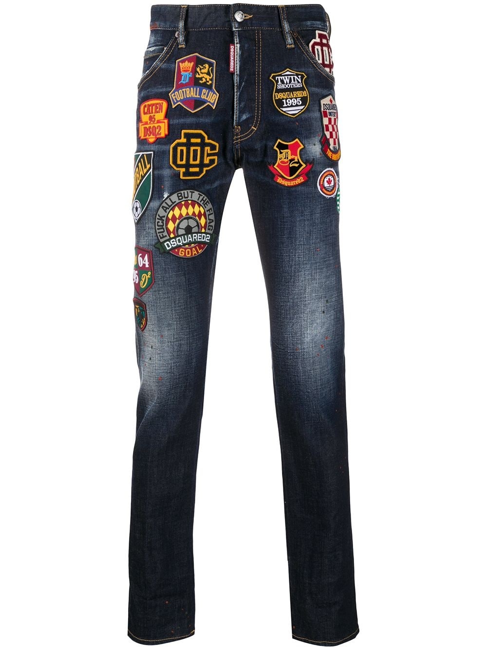 patch embroidered straight-leg jeans - 1