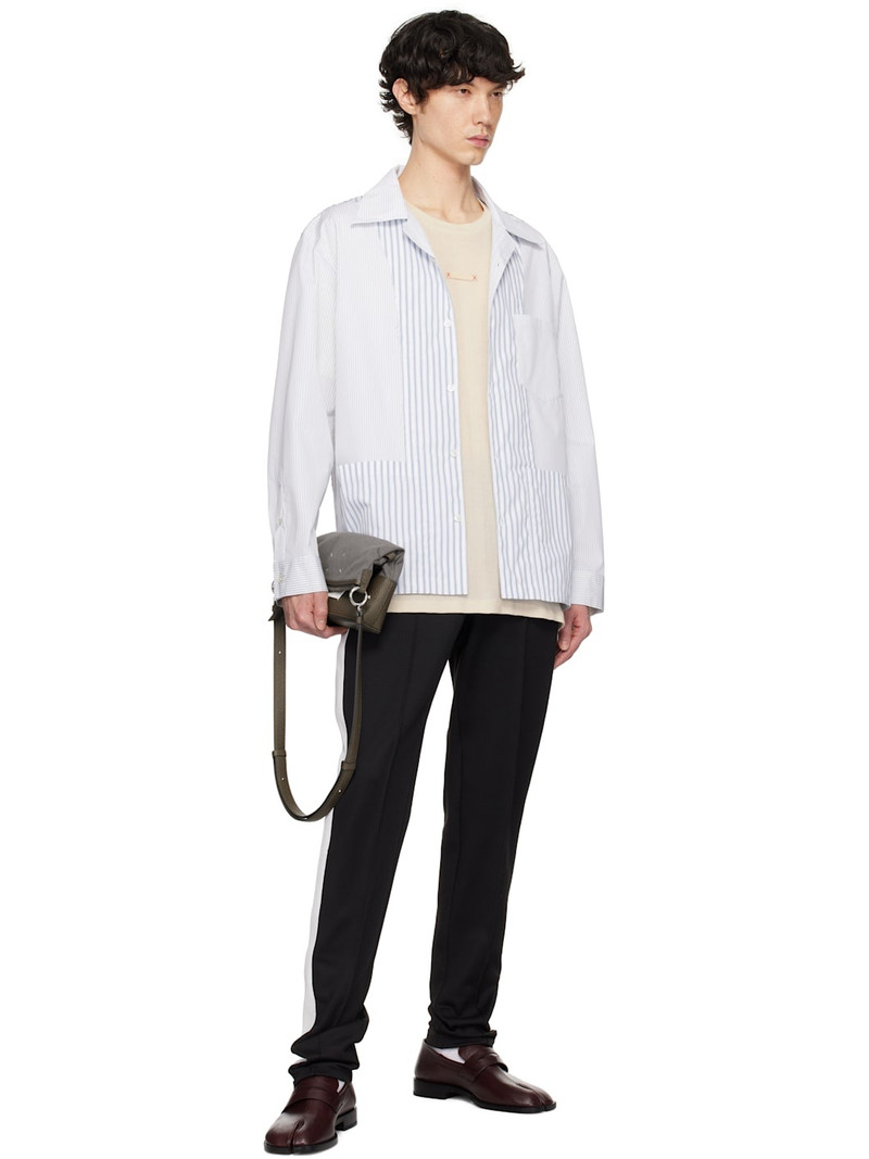 Wooyoungmi Blue & White Cotton Back Logo Shirt outlook