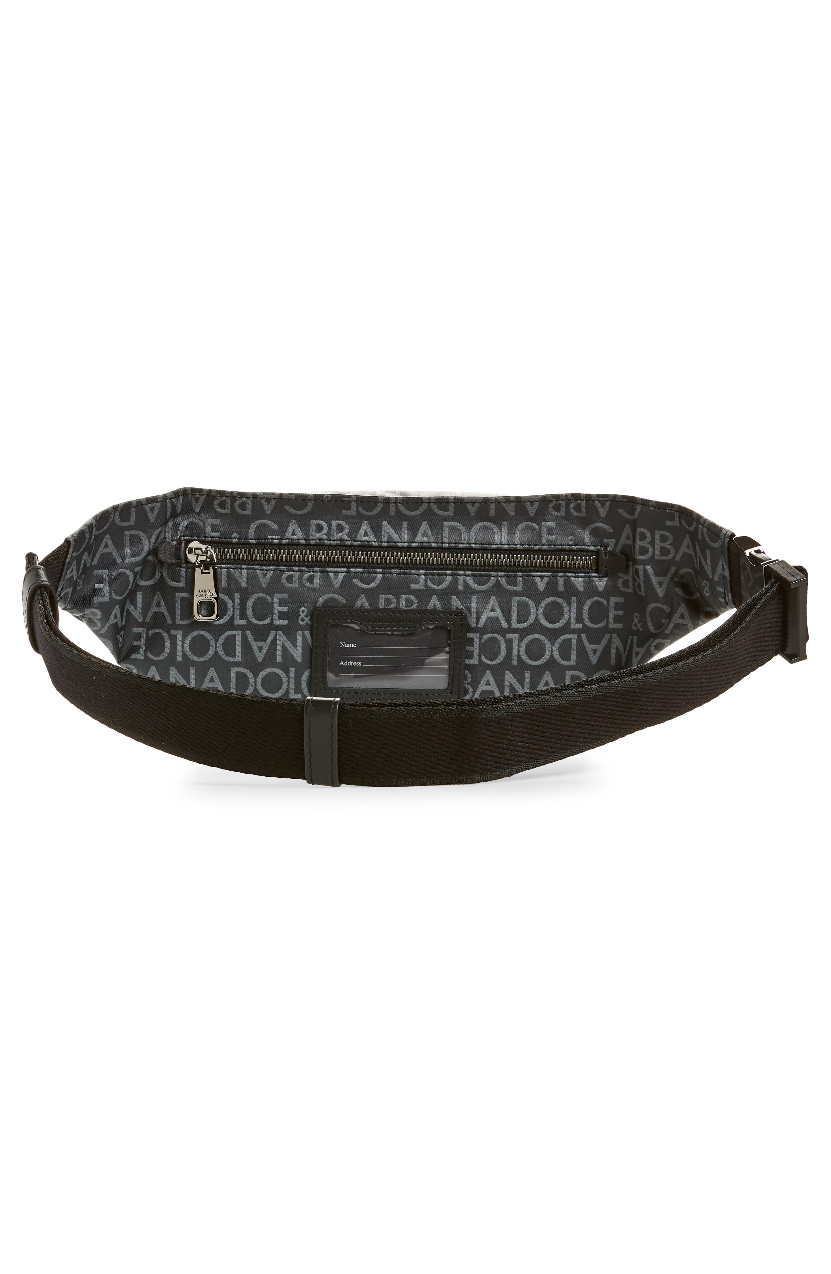 Dolce&Gabbana Logo Print Canvas Belt Bag in Black/Grey at Nordstrom - 3