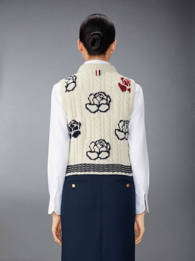 Thom Browne Donegal Cable Check and Rose Cropped Shell Top outlook