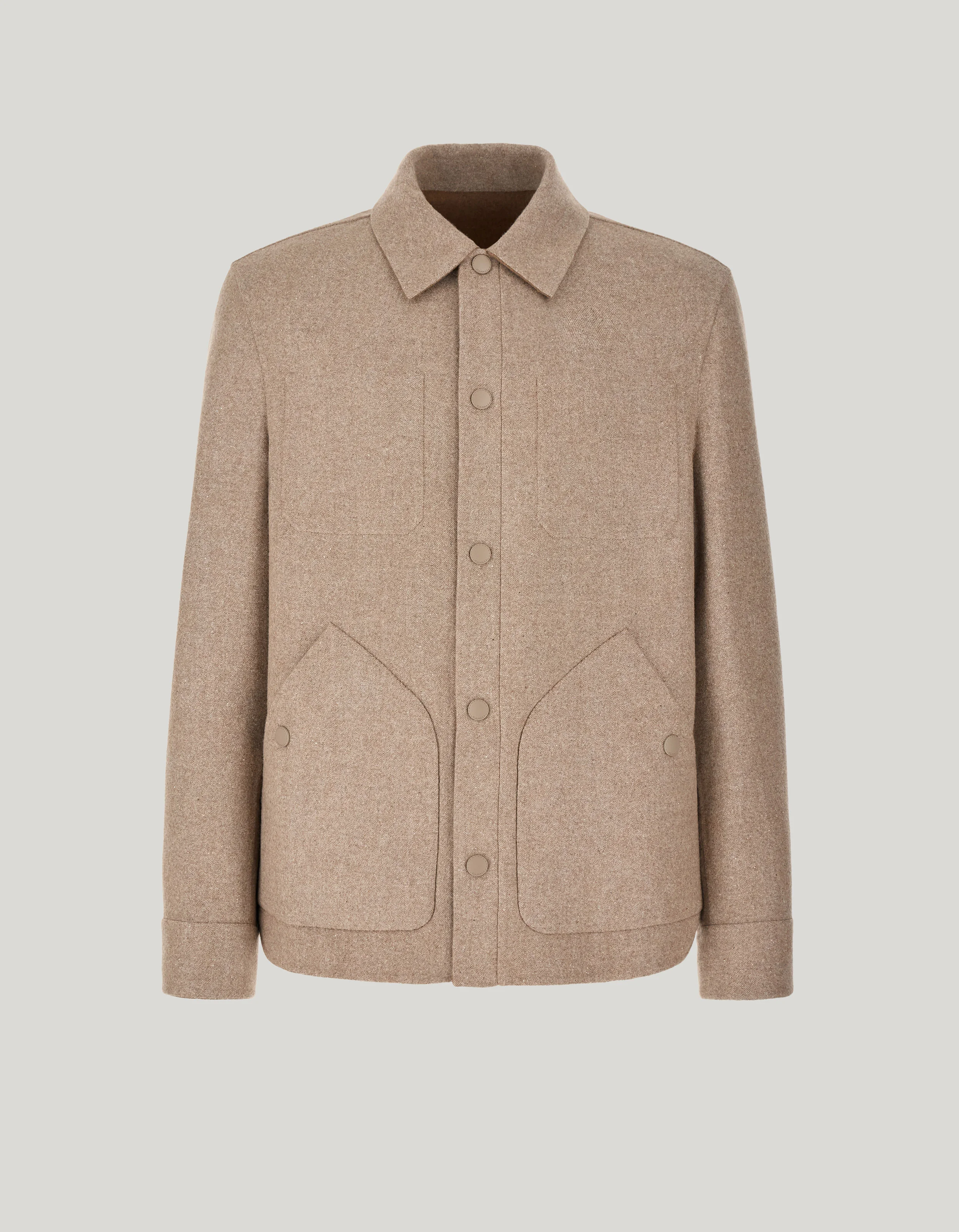 BEIGE REVERSIBLE OVERSHIRT WITH SET-IN SLEEVES - 1