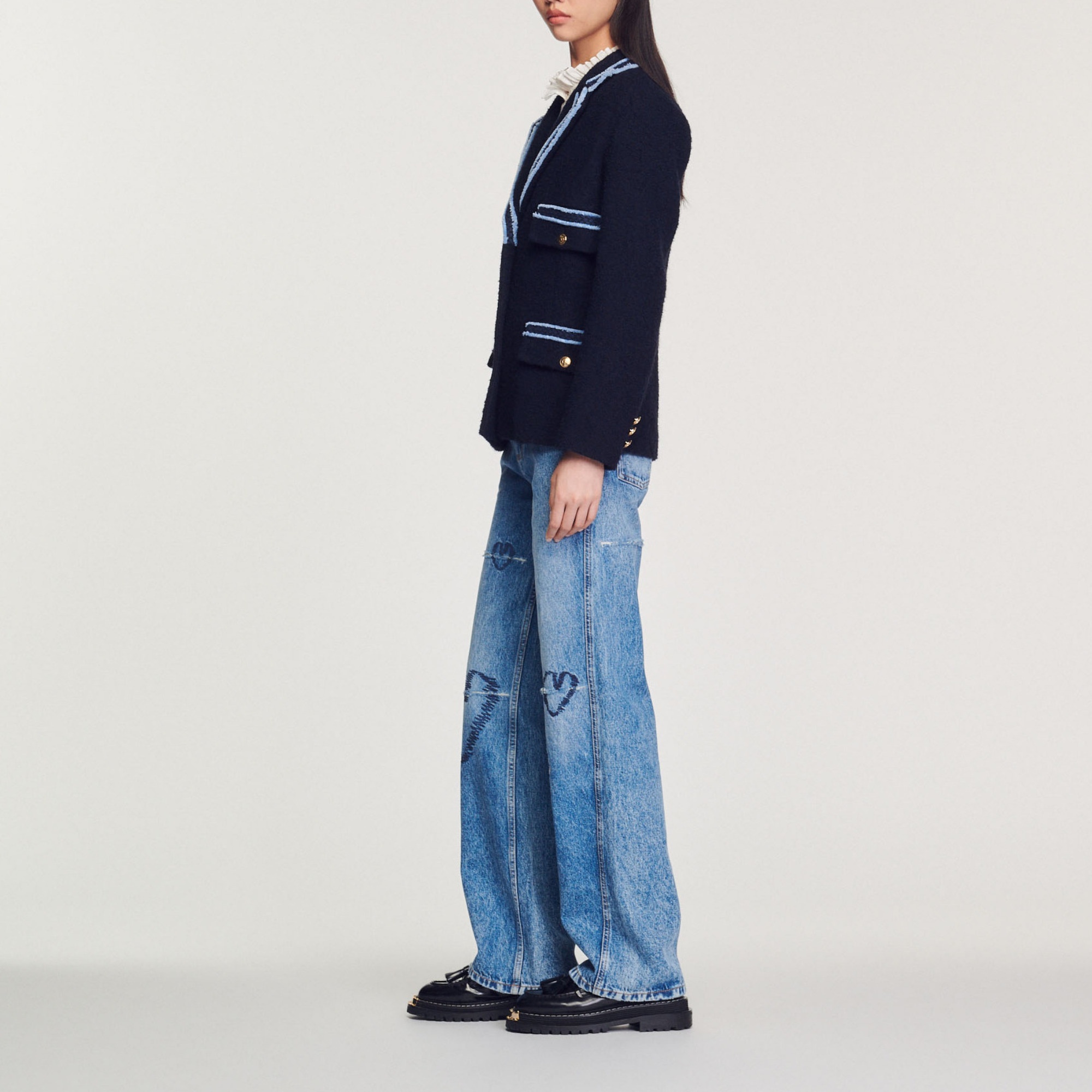 Tweed jacket with contrasting trim - 7