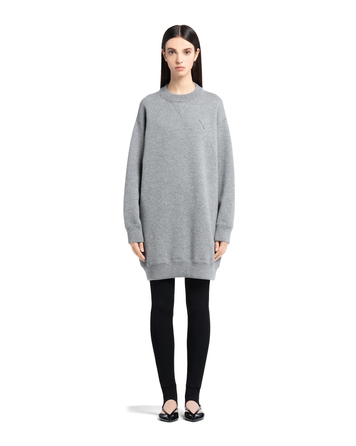 Long-sleeved cashmere crew-neck dress - 2