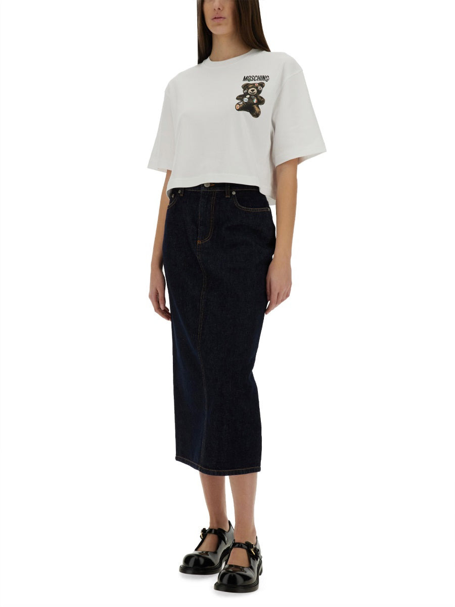 Moschino Women Cropped T-Shirt "Teddy Bear" - 2