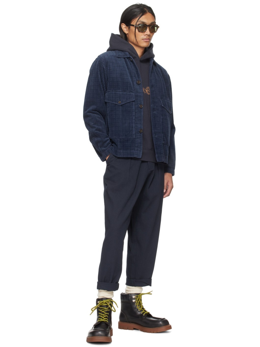 Navy Printed Hoodie - 4