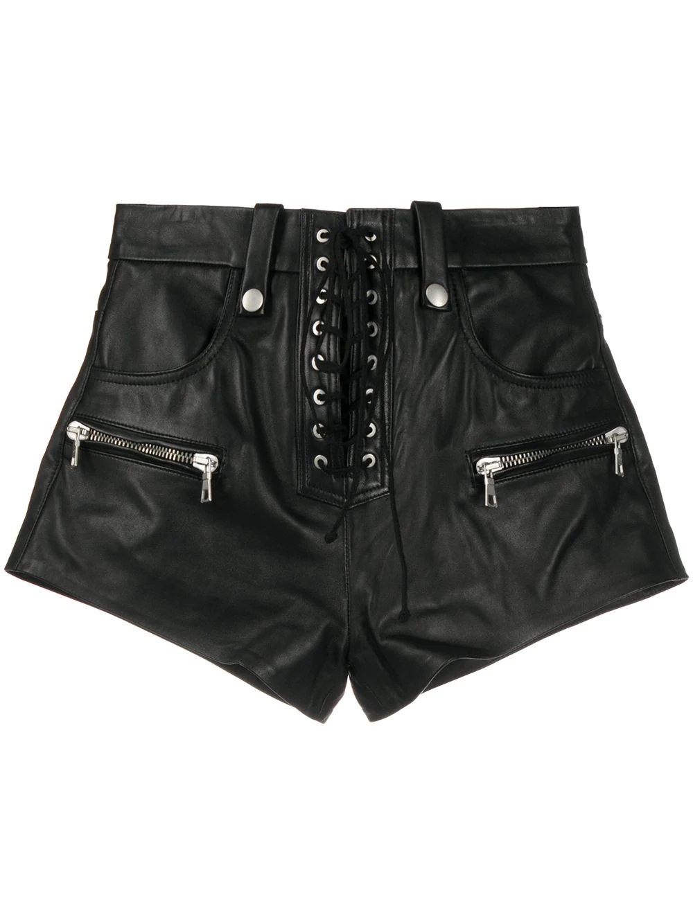 lace-up zip-detail shorts - 1