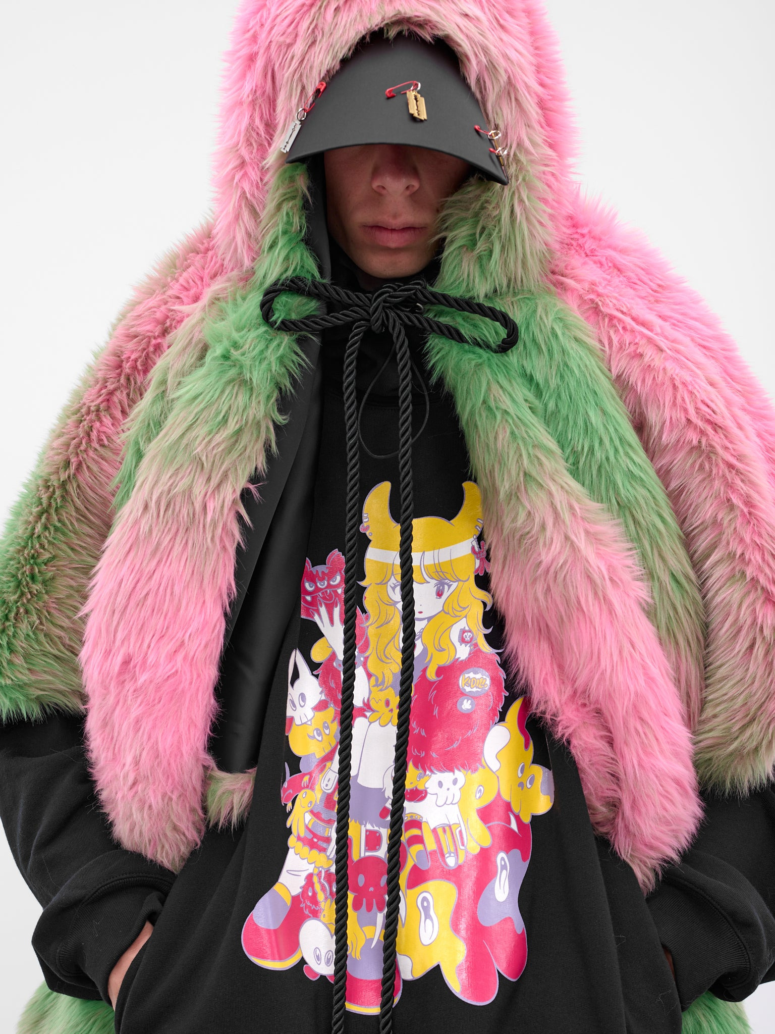 Gradient Fur Poncho Stole - 5