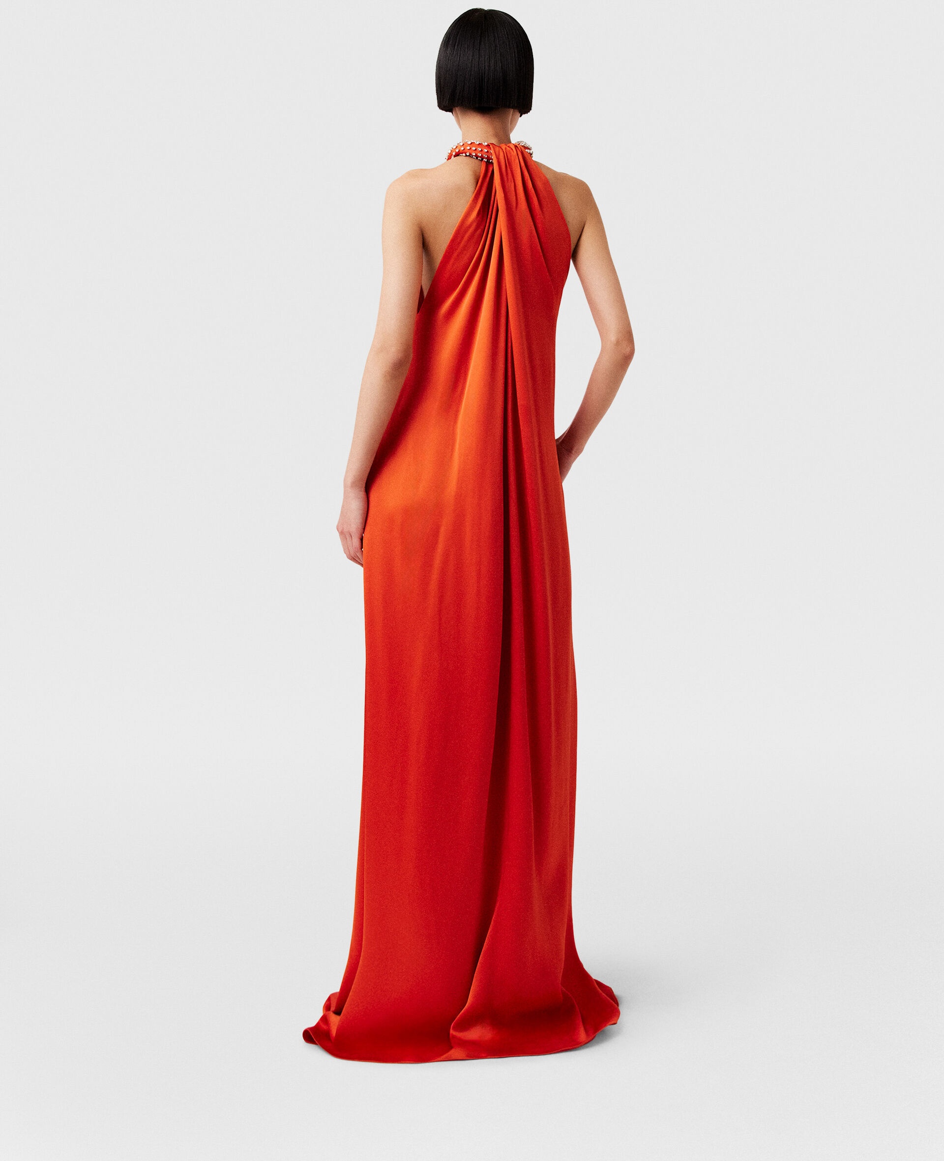 Crystal Halterneck Satin Maxi Dress - 4