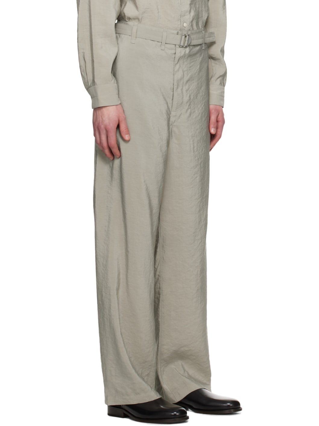 Gray Seamless Belted Trousers - 2