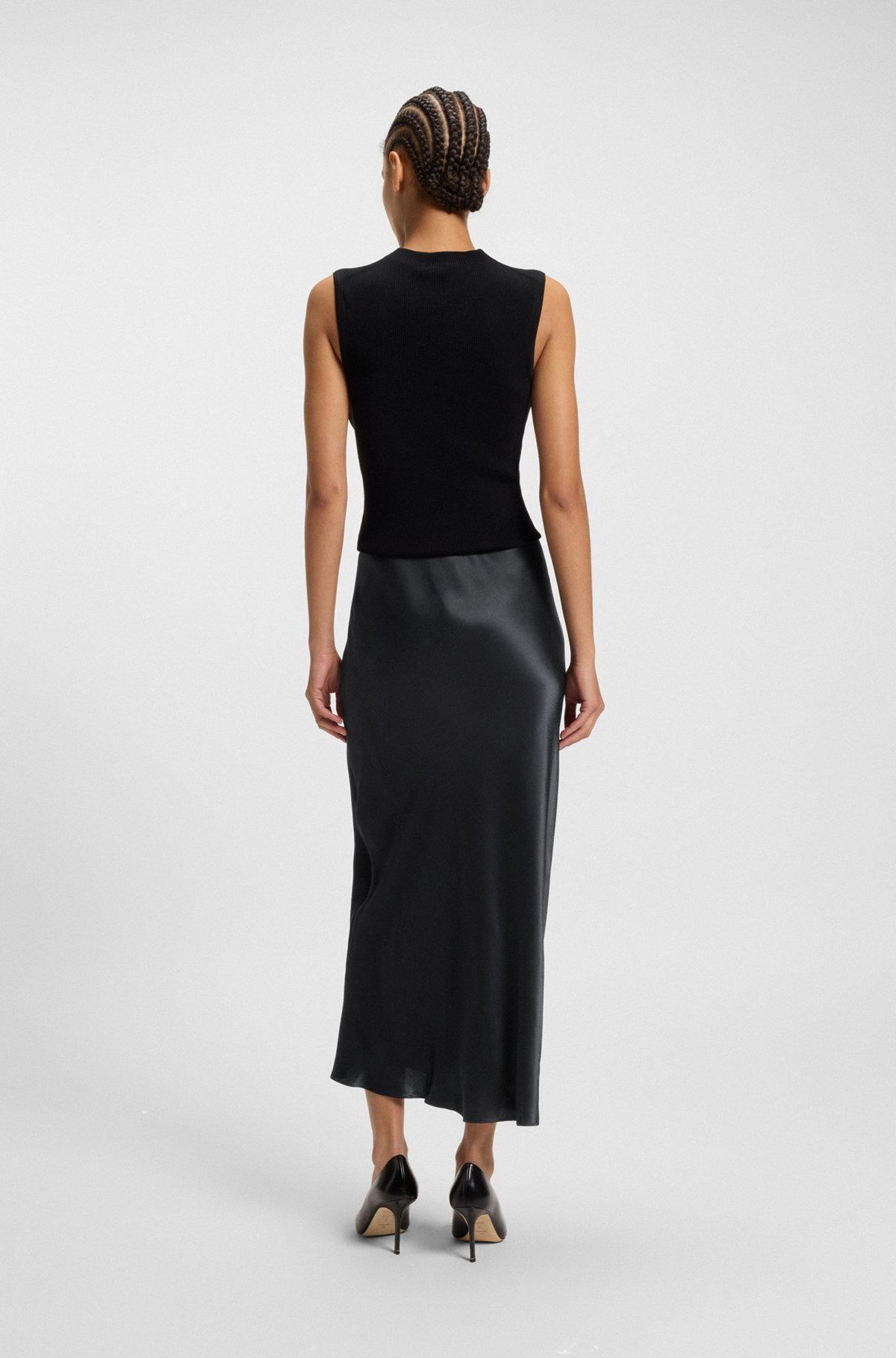 REGULAR-FIT MAXI SKIRT IN SATIN - 4
