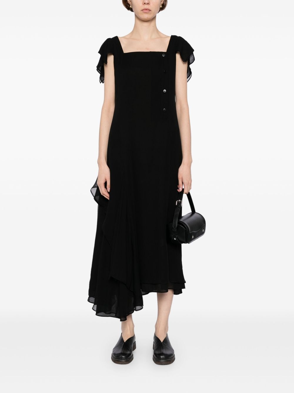 draped square-neck dress - 2