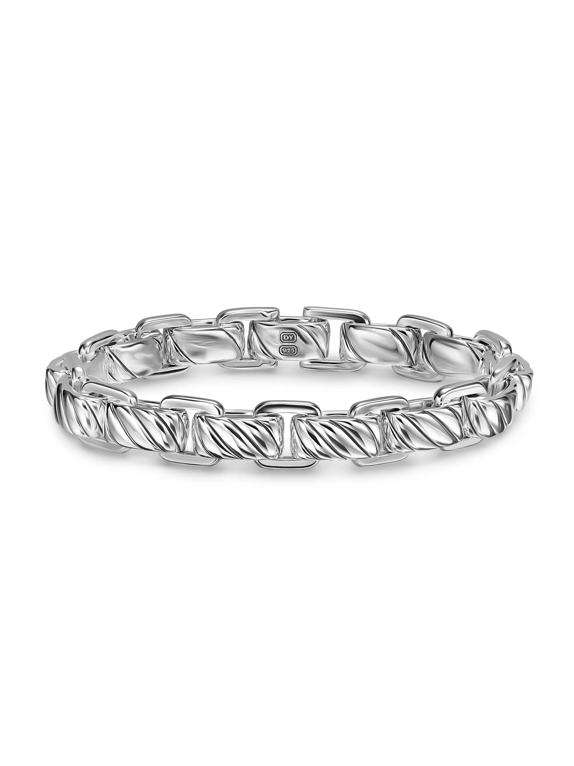 Men's Sculpted Cable Link Bracelet in Sterling Silver, 12MM - Silver - 1