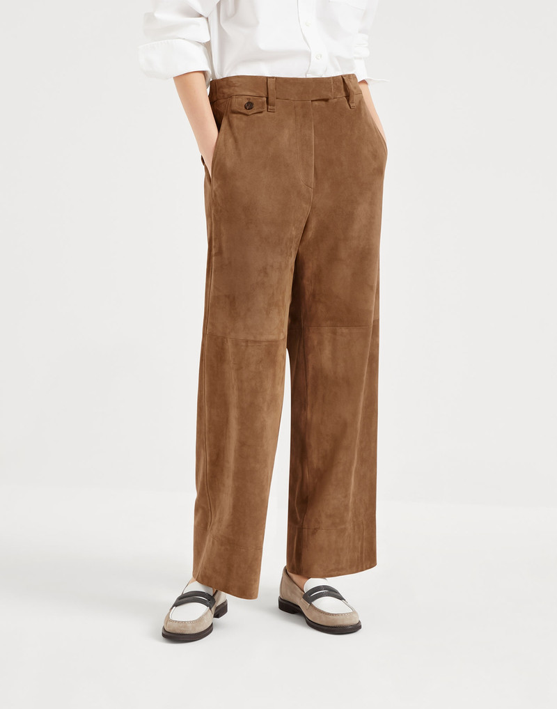 Suede cropped chino trousers - 1