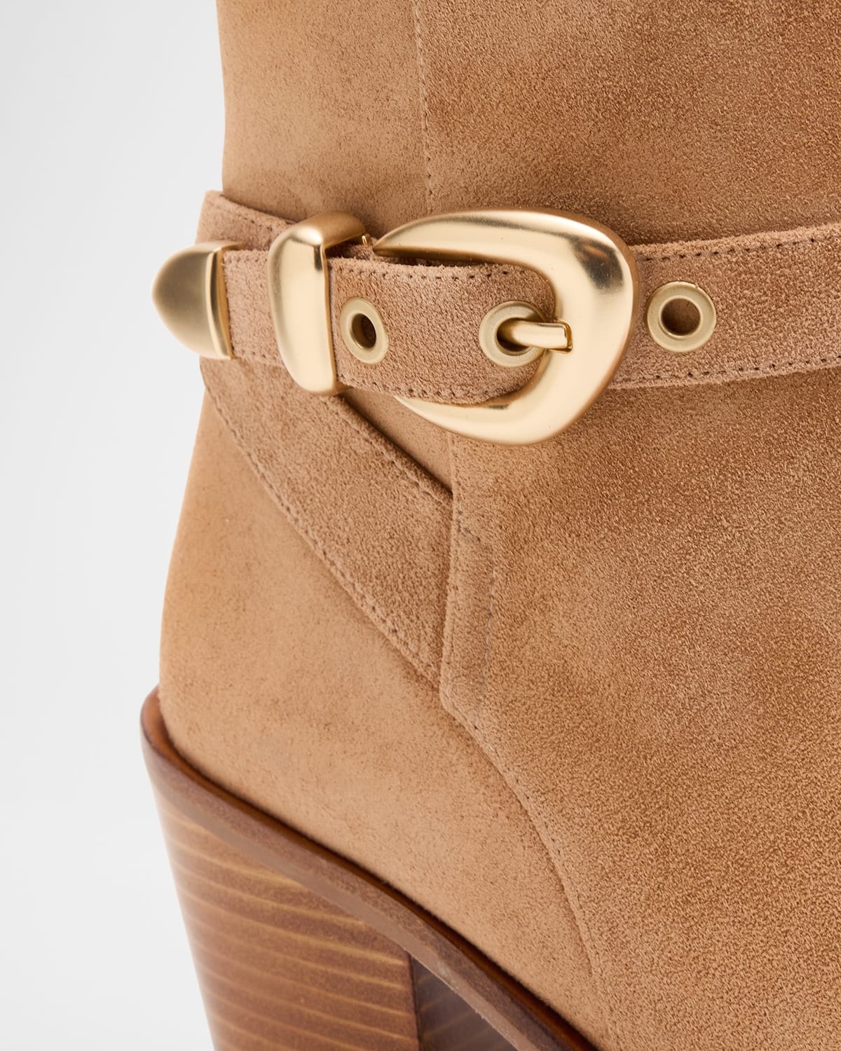 Maven Suede Buckle Western Booties - 7