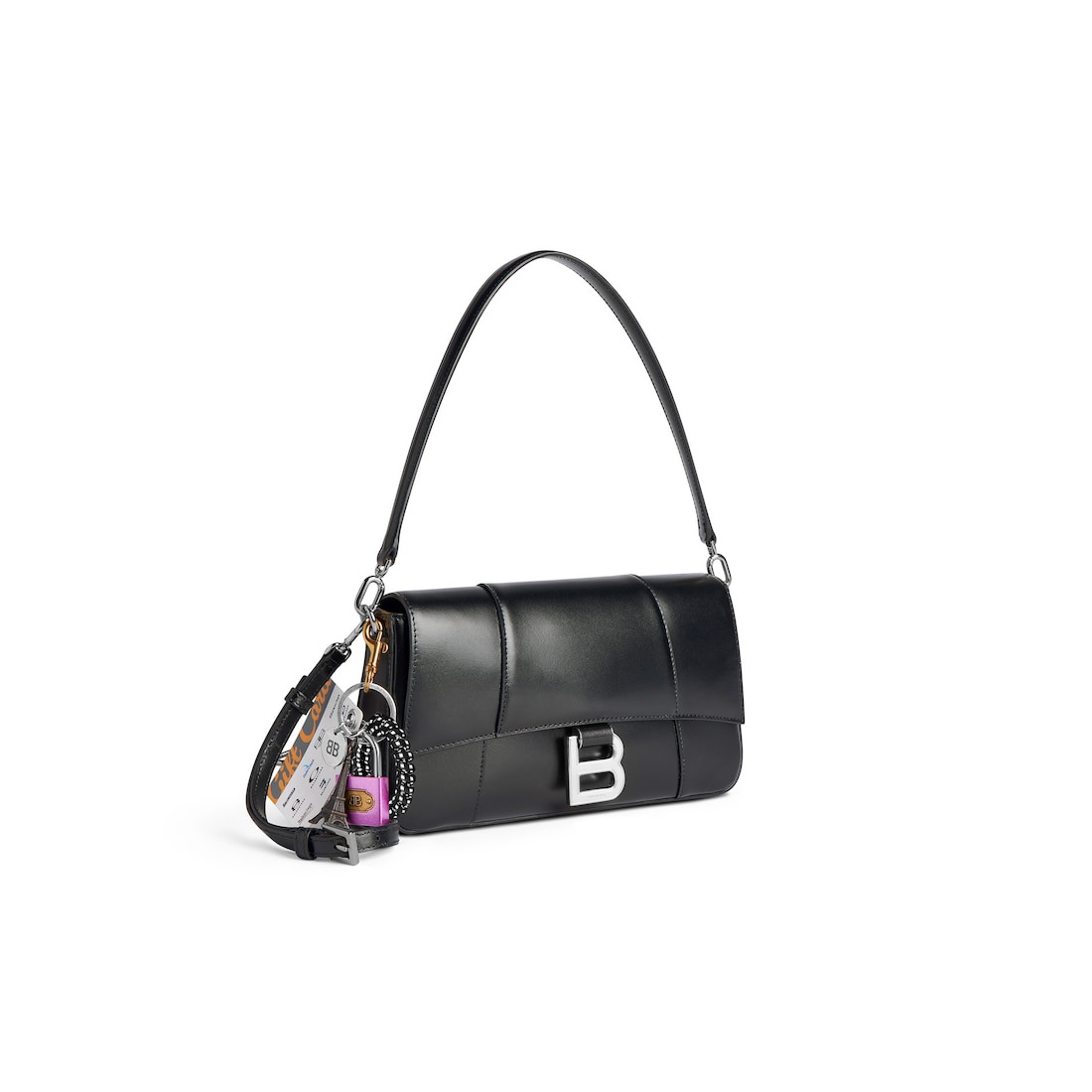 Women's Hourglass Medium Sling Bag With Charms in Black - 2
