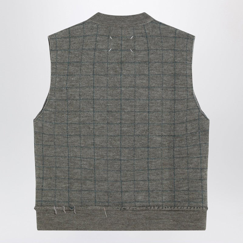 Maison Margiela Military green checked wool gilet - 2