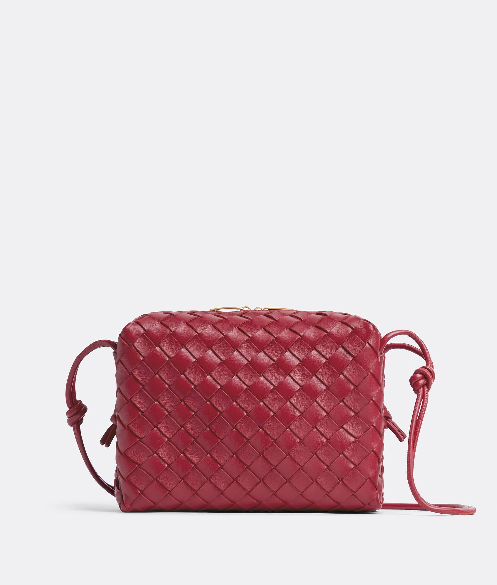 Loop Mini Leather Crossbody Bag in Red - Bottega Veneta