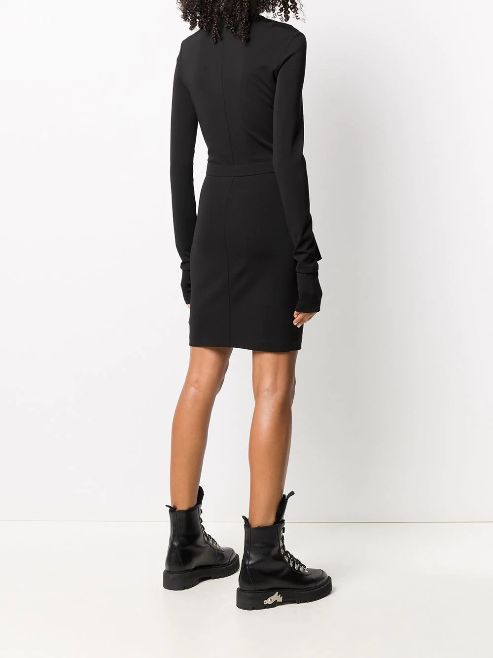 asymmetric slogan dress with draped detail - 4