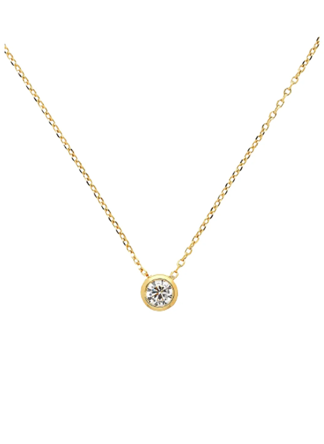 GOLD ROUND CRYSTAL PENDANT NECKLACE - 1