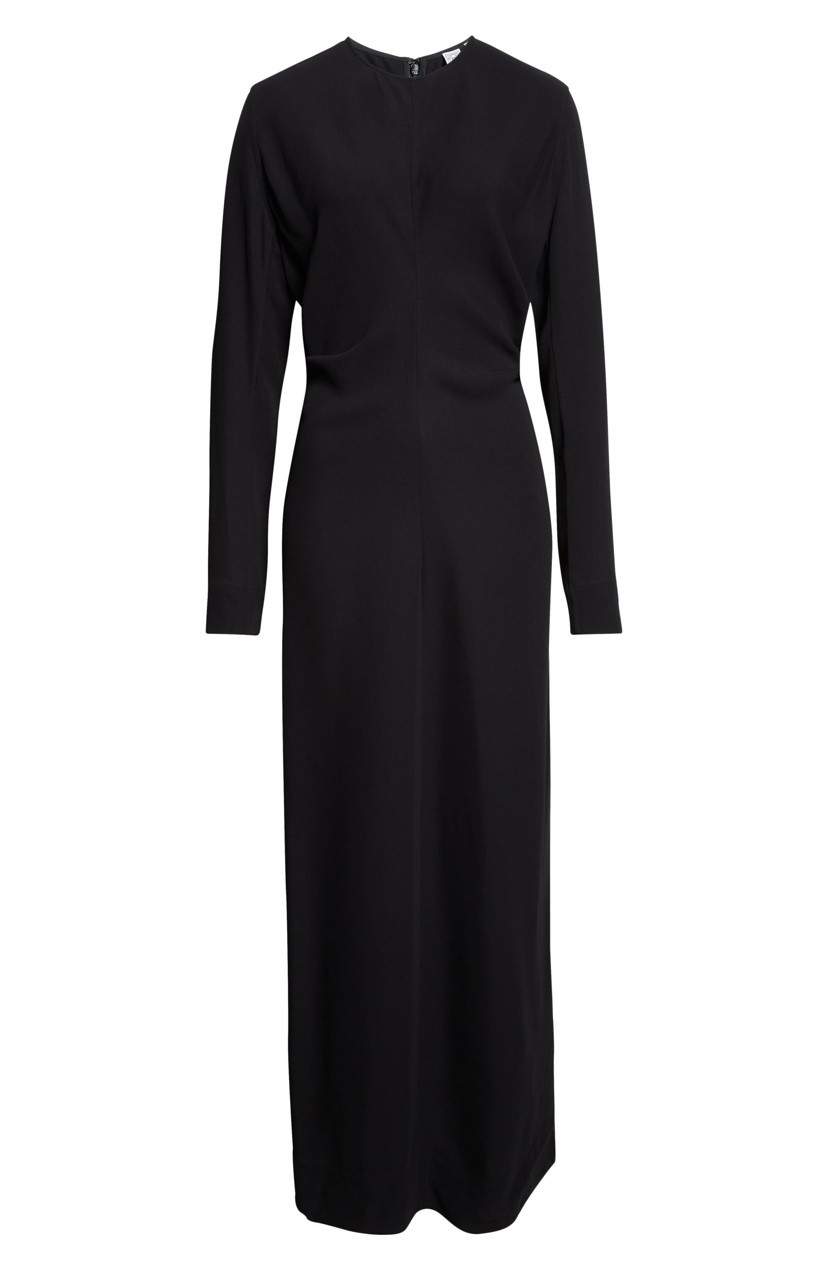 TOTEME Slouch Waist Long Sleeve Cady Dress in Black at Nordstrom - 2